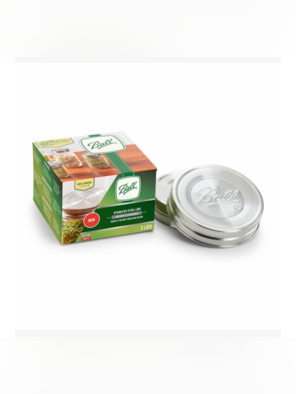 Ball Stainless Steel Mason Jar Lids - Silver (3 Pack) - Regular Mouth